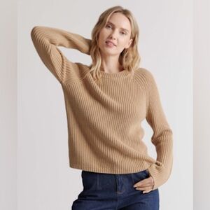 QUINCE 100% Organic Cotton Fisherman Crew
Sweater in ‘Camel’ size Small